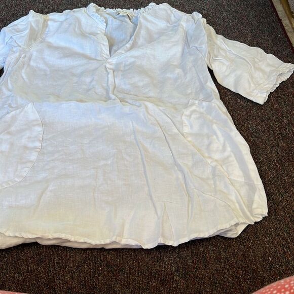 Cynthia rowley xl white linen blouse - Picture 3 of 7
